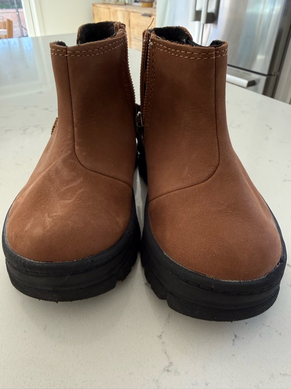 UGG Brown Suede Ankle Bootie with Black Interior